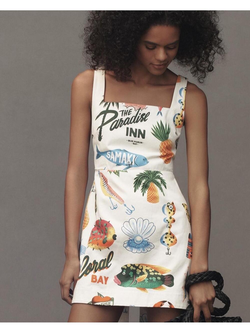 Retro Style Tropical Tie Dress